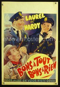 2j220 MIDNIGHT PATROL Belgian R50s great artwork of Stan Laurel & Oliver Hardy in police uniforms!