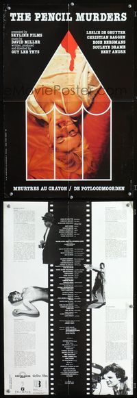 2j236 PENCIL MURDERS two-sided Belgian movie poster '82 De Potloodmoorden, gruesome image!
