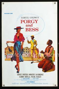 2j240 PORGY & BESS Belgian poster R60s art of Sidney Poitier, Dorothy Dandridge & Sammy Davis Jr.!