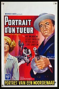 2j241 PORTRAIT OF A MOBSTER Belgian '61 cool different art of Vic Morrow as gangster Dutch Schultz!