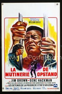 2j253 RIOT Belgian movie poster '69 cool different artwork of prisoner Jim Brown behind bars!
