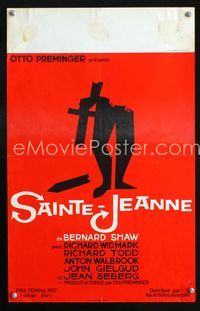 2j259 SAINT JOAN Belgian movie poster '57 Otto Preminger, cool Saul Bass artwork!