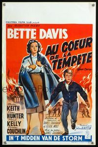 2j280 STORM CENTER Belgian poster '56 art of Bette Davis standing with boy in front of burning town!