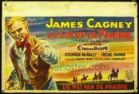 2j299 TRIBUTE TO A BAD MAN Belgian poster '56 cool artwork of cowboy James Cagney pointing finger!