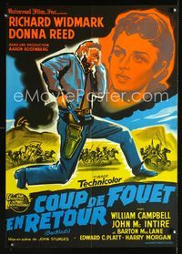 2j448 BACKLASH French 23x32 '56 John Sturges, cool different art of Richard Widmark & Donna Reed!