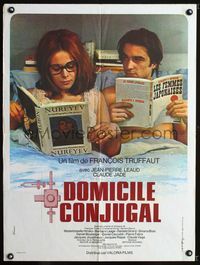 2j451 BED & BOARD French 23x32 poster '70 Francois Truffaut's Domicile conjugal, Jean-Pierre Leaud