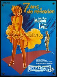 2j496 SEVEN YEAR ITCH French 23x32 R70s Billy Wilder, great sexy art of Marilyn Monroe by Grinsson!