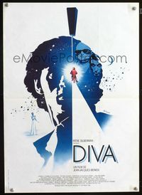 2j521 DIVA French 15x21 poster '82 Jean Jacques Beineix, French New Wave, cool art by Ferracci!