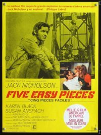 2j527 FIVE EASY PIECES French 15x21 movie poster '70 great image of Jack Nicholson, Bob Rafelson