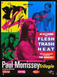 2j568 PAUL MORRISSEY TRILOGY French 15x21 '02 Joe Dallesandro in Andy Warhol's Flesh, Trash, & Heat