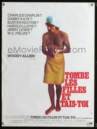 2j570 PLAY IT AGAIN SAM French 15x21 '72 great different image of Woody Allen wearing only a towel!