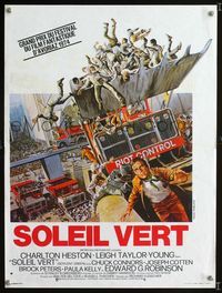 2j587 SOYLENT GREEN French 15x21 movie poster '73 artwork of Charlton Heston by John Solie!