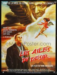 2j599 WINGS OF DESIRE French 15x21 poster '87 Wim Wenders, cool different artwork by Peellaert!