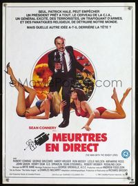 2j602 WRONG IS RIGHT French 15x21 '82 great art of TV reporter Sean Connery & sexy bikini babes!