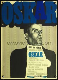 2j371 OSCAR Polish 23x33 movie poster '67 great artwork of Louis De Funes by Marek Mosinski!