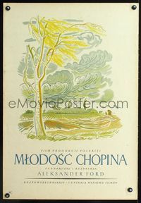 2j417 YOUNG CHOPIN Polish 23x33 movie poster '52 Mlodosc Chopina, cool artwork by W. Daszewski!