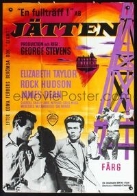 2j008 GIANT Swedish poster R64 James Dean, Elizabeth Taylor, Rock Hudson, different art by Gullberg!
