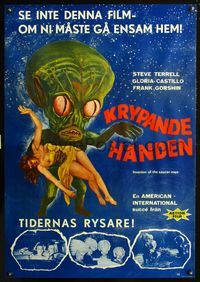 2j012 INVASION OF THE SAUCER MEN Swedish '57 classic AIP cabbage head aliens, best different art!