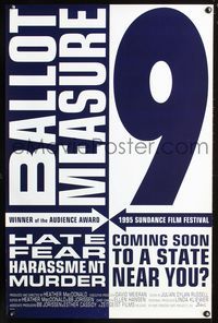 2i035 BALLOT MEASURE 9 purple one-sheet movie poster '95 anti-gay amendment proposed in Oregon!