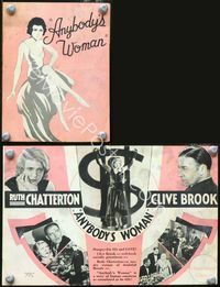 2k050 ANYBODY'S WOMAN movie herald '30 Ruth Chatterton, Clive Brook, Paul Lukas