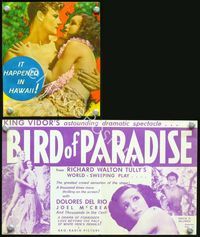 2k067 BIRD OF PARADISE movie herald '32 Dolores Del Rio, Joel McCrea
