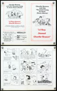 2k071 BOY NAMED CHARLIE BROWN movie herald '70 artwork of Snoopy & the Peanuts by Charles M. Schulz!