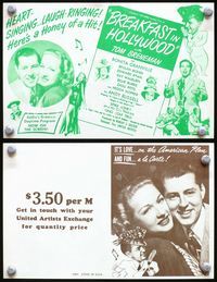 2k074 BREAKFAST IN HOLLYWOOD movie herald '46 Spike Jones and His City Slickers, Nat King Cole Trio!