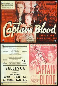 2k079 CAPTAIN BLOOD movie herald '35 Errol Flynn, Olivia de Havilland