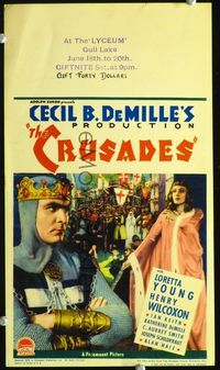 2k008 CRUSADES movie mini window card '35 Cecil B. DeMille, Loretta Young