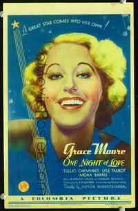 2k017 ONE NIGHT OF LOVE movie mini window card '34 great portrait image of Grace Moore!