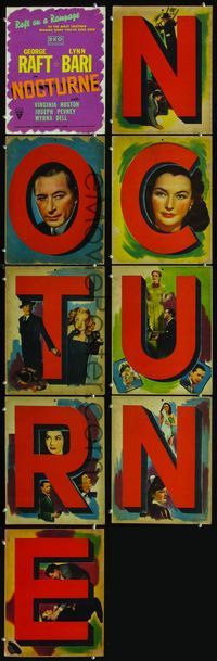2k001 NOCTURNE set of 9 door hangers '46 cool artwork images of George Raft, Lynn Bari, film noir!