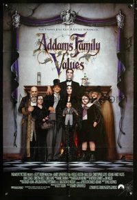 2n344 ADDAMS FAMILY VALUES DS one-sheet '93 Christina Ricci, the family just got a little stranger!