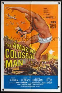 2n352 AMAZING COLOSSAL MAN 1sh '57 Bert I. Gordon, great art of the giant monster by Albert Kallis!