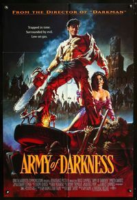 2n363 ARMY OF DARKNESS one-sheet '93 Sam Raimi, great artwork of Bruce Campbell with chainsaw hand!