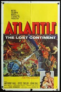 2n367 ATLANTIS THE LOST CONTINENT one-sheet '61 George Pal underwater sci-fi, cool fantasy art!