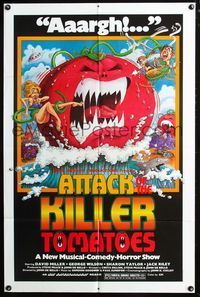 2n368 ATTACK OF THE KILLER TOMATOES one-sheet poster '79 wacky monster artwork by David Weisman!