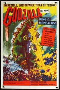 2n604 GODZILLA KING OF THE MONSTERS 1sheet '56 Gojira, great art of the unstoppable titan of terror!