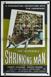 2n656 INCREDIBLE SHRINKING MAN one-sheet '57 Jack Arnold, classic Reynold Brown sci-fi artwork!