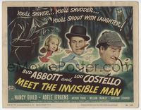 2n010 ABBOTT & COSTELLO MEET THE INVISIBLE MAN TC '51 great art of Bud & Lou running from monster!