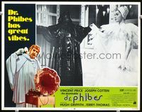2n053 ABOMINABLE DR. PHIBES lobby card #2 '71 cool image of black shrouded guy with beautiful girl!