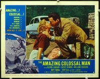 2n058 AMAZING COLOSSAL MAN LC #8 '57 before he becomes a monster, Glenn Langan kisses Cathy Downs!
