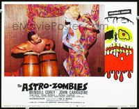 2n061 ASTRO-ZOMBIES lobby card#1 '68 great image of naked painted sexy girl with wacky bongo player!