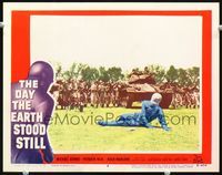 2n006 DAY THE EARTH STOOD STILL lobby card #6 '51 Rennie in spacesuit injured on ground by soldiers!