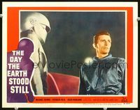 2n001 DAY THE EARTH STOOD STILL lobby card #7 '51 great close up of Michael Rennie standing by Gort!