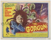 2n026 GORGON movie title lobby card '64 Peter Cushing, Hammer horror, cool monster artwork!