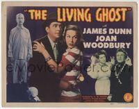 2n032 LIVING GHOST TC '42 James Dunn holding gun, flashlight, and Joan Woodbury & both are scared!