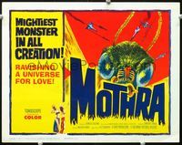 2n035 MOTHRA movie title lobby card '62 Mosura, Toho, Ishiro Honda, cool monster artwork!