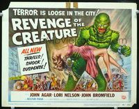 2n038 REVENGE OF THE CREATURE TC '55 great artwork of monster holding sexy girl by Reynold Brown!