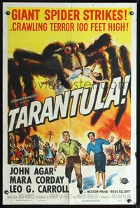 2n877 TARANTULA 1sheet '55 Jack Arnold, great art of town running from 100 foot high spider monster!