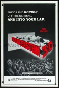 2o794 ANDY WARHOL'S FRANKENSTEIN one-sheet poster R80s Paul Morrissey, Joe Dallessandro, 3-D horror!